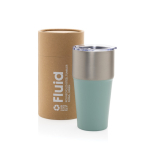 Antilek thermobeker van gerecycled roestvrij staal 500ml kleur groen weergave met doos