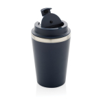 Ecologische dubbelwandige thermische mok met lekvrij deksel 350 ml kleur blauw tweede weergave
