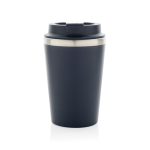 Ecologische dubbelwandige thermische mok met lekvrij deksel 350 ml kleur blauw derde weergave