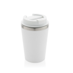 Ecologische dubbelwandige thermomok met lekvrije deksel 350ml kleur wit