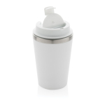 Ecologische dubbelwandige thermomok met lekvrije deksel 350ml kleur wit tweede weergave