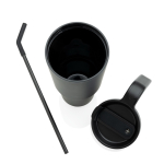 Antilek thermobeker van gerecycled roestvrij staal 900ml kleur zwart tiende weergave