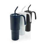 Antilek thermobeker van gerecycled roestvrij staal 900ml kleur zwart algemene weergave