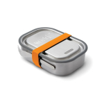 Lunchbox van roestvrij staal met bestek en band Black+Blum 1L kleur oranje weergave met logo