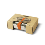 Lunchbox van roestvrij staal met bestek en band Black+Blum 1L kleur oranje weergave met doos