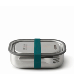 Lunchbox van roestvrij staal met bestek en band Black+Blum 1L kleur turkoois met afdrukgebied