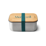 Lunchbox van roestvrij staal met deksel en band Black+Blum 1,25L kleur turkoois weergave met logo