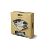 Lunchbox met binnenbakjes en vork Black+Blum 1L weergave met doos