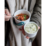 Beker-lunchbox met 2 luchtdichte bakjes Black+Blum 900ml kleur turkoois