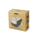 Glazen kom met siliconen lekvrije deksel Black+Blum 750ml kleur zilver weergave met doos