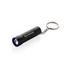 Sleutelhanger-zaklamp van gerecycled aluminium met LED en 15 lumen kleur zwart weergave met logo