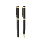 Set pennen van gerecycled messing met gouden details en blauwe inkt kleur zwart tweede weergave