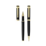 Set pennen van gerecycled messing met gouden details en blauwe inkt kleur zwart vierde weergave