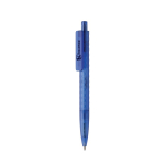 Milieuvriendelijke pen met geometrisch design en Dokumental®-inkt kleur blauw weergave met logo