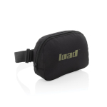 Multifunctionele schoudertas van RPET met band en capaciteit van 1L kleur zwart weergave met logo