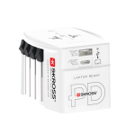 Wereldreisadapter met 2 poorten en meegeleverde kabel Skross kleur wit