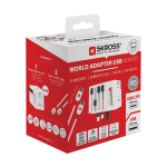 Wereldreisadapter met 2 poorten en meegeleverde kabel Skross kleur wit weergave met doos