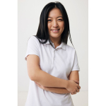 Gerecycled katoenen piqué poloshirt voor dames, 220 g/m² Iqoniq kleur gebroken wit vijfde weergave met model