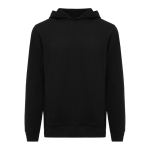 Unisex hoodie van gerecycled katoen met capuchon 280 g/m² Iqoniq kleur zwart