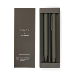 Set pennen van gerecycled aluminium met rubberen coating kleur groen weergave met doos