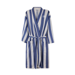 Hammam-stijl badjas van gerecycled katoen met L/XL-pasvorm 200 g/m² kleur blauw weergave met logo