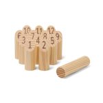 Mini-nummerspel met 12 genummerde kegels en 1 werpkegel kleur bruin