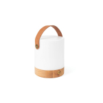 Draagbare milieuvriendelijke zaklamp met logo en houten basis kleur bruin
