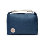 Toilettas van gerecycled polyester met binnenvak en handvat kleur blauw