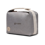 Toilettas van gerecycled polyester met binnenvak en handvat kleur grijs weergave met logo