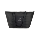 Weekendtas van gerecycled polyester met trolleyhoes kleur zwart weergave met logo