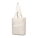 Tas met ritssluiting van gerecycled canvas, 400 g/m² kleur gebroken wit weergave met logo