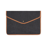 Laptophoes van gerecycled canvas met gekleurde randen 14 inch kleur zwart