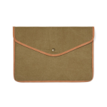 Laptophoes van gerecycled canvas met gekleurde randen 14 inch kleur groen