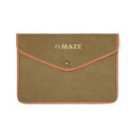 Laptophoes van gerecycled canvas met gekleurde randen 14 inch kleur groen weergave met logo
