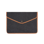 Laptophoes van gerecycled canvas met gekleurde randen 16 inch kleur zwart