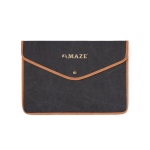 Laptophoes van gerecycled canvas met gekleurde randen 16 inch kleur zwart weergave met logo