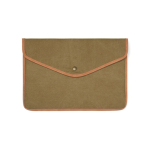Laptophoes van gerecycled canvas met gekleurde randen 16 inch kleur groen