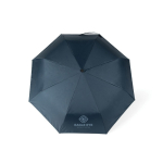 Opvouwbare semi-auto stormbestendige paraplu van RPET 190T Ø112 kleur marineblauw weergave met logo