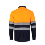 Tweekleurige werkpolo met lange mouwen, 160 g/m² Velilla kleur oranje