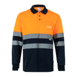 Tweekleurige werkpolo met lange mouwen, 160 g/m² Velilla met afdrukgebied