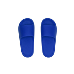 Eénkleurige slippers met brede band over de wreef kleur blauw  negende weergave
