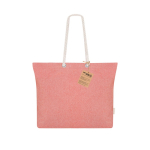 Tas van gerecycled katoen met vouw en katoenen handgrepen, 220 g/m² kleur rood  negende weergave