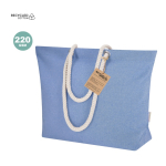 Tas van gerecycled katoen met vouw en katoenen handgrepen, 220 g/m²