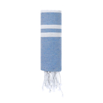 Dunne katoenen en polyester pareo met strepen, 150 g/m² kleur marineblauw  negende weergave