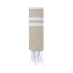 Dunne katoenen en polyester pareo met strepen, 150 g/m² kleur naturel  negende weergave
