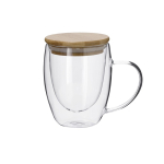 Mok van borosilicaatglas met bamboe deksel, 300 ml kleur naturel  negende weergave