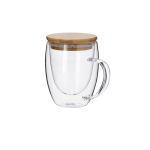 Mok van borosilicaatglas met bamboe deksel, 300 ml tweede weergave