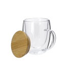 Mok van borosilicaatglas met bamboe deksel, 300 ml derde weergave
