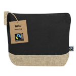 Toilettas van katoen met Fairtrade-certificering en jute bodem kleur zwart  negende weergave