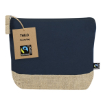 Toilettas van katoen met Fairtrade-certificering en jute bodem kleur marineblauw  negende weergave